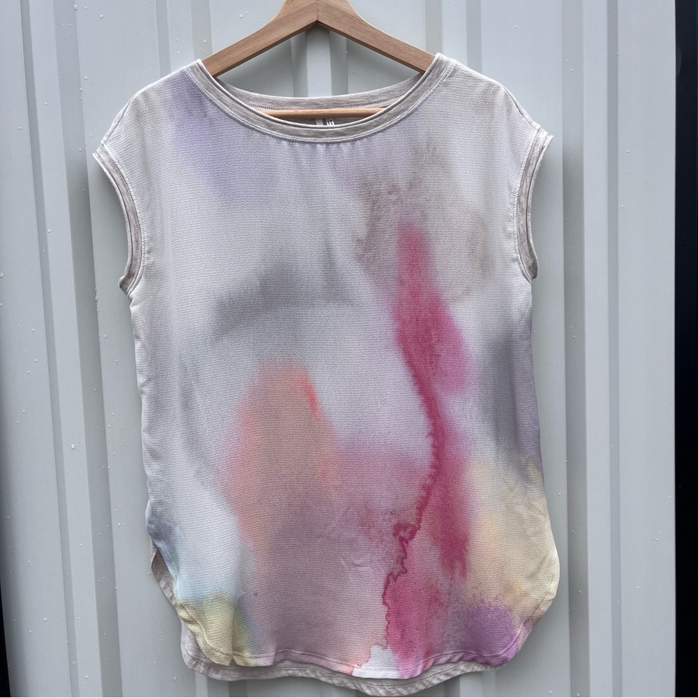 Anthropologie Blouse Tie Dye Tuscany Boatneck Gray Sleeveless Tunic Womens S - Picture 11 of 12